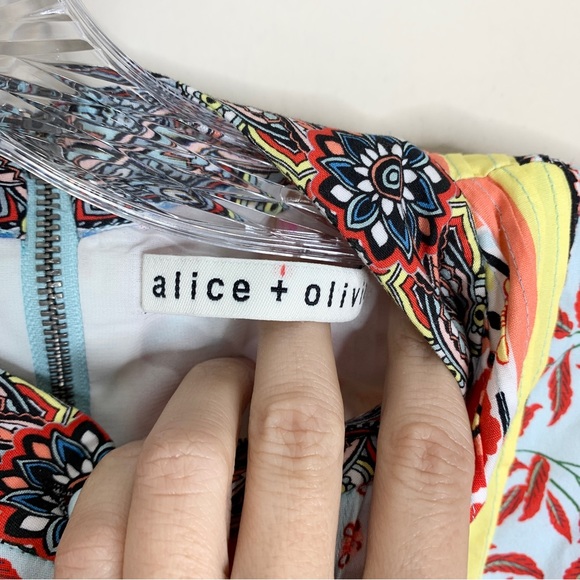 Alice + Olivia Raya Mandarin Collar Mini Dress (Sz 4) Paloma Floral Print - Picture 13 of 16
